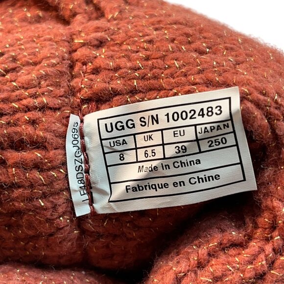 UGG Women's Pink Lattice Cardy Knit Sweater Boot Size 8 - Picture 7 of 10